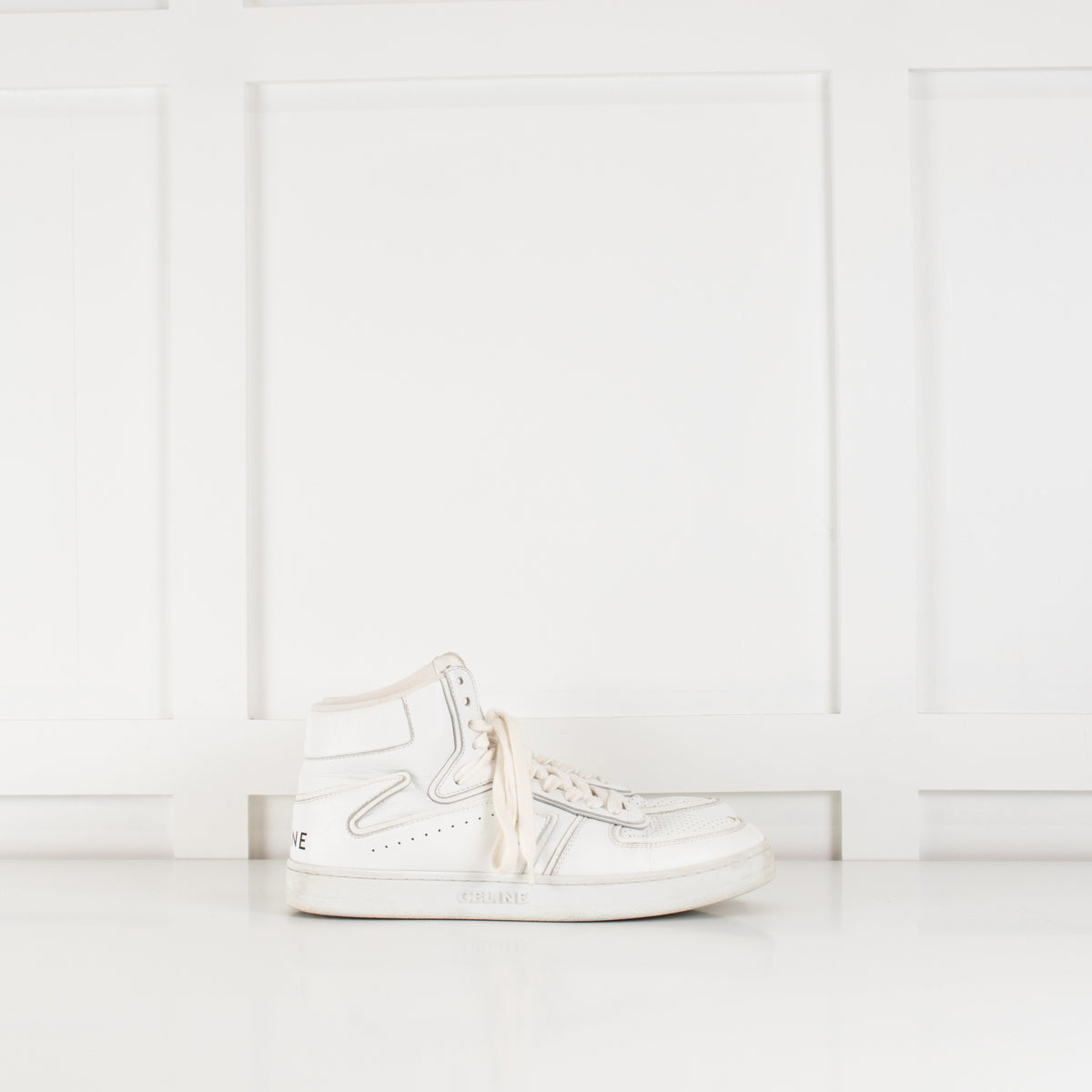 Celine White "Z" Leather Ankle Trainers