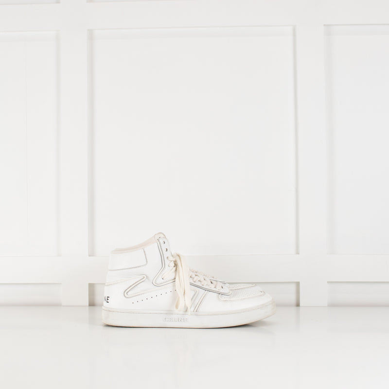 Celine White "Z" Leather Ankle Trainers