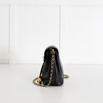 Chanel Black Caviar Leather Vintage Classic Flap Drawstring Crossbody Bag