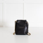 Chanel Black Caviar Leather Vintage Classic Flap Drawstring Crossbody Bag