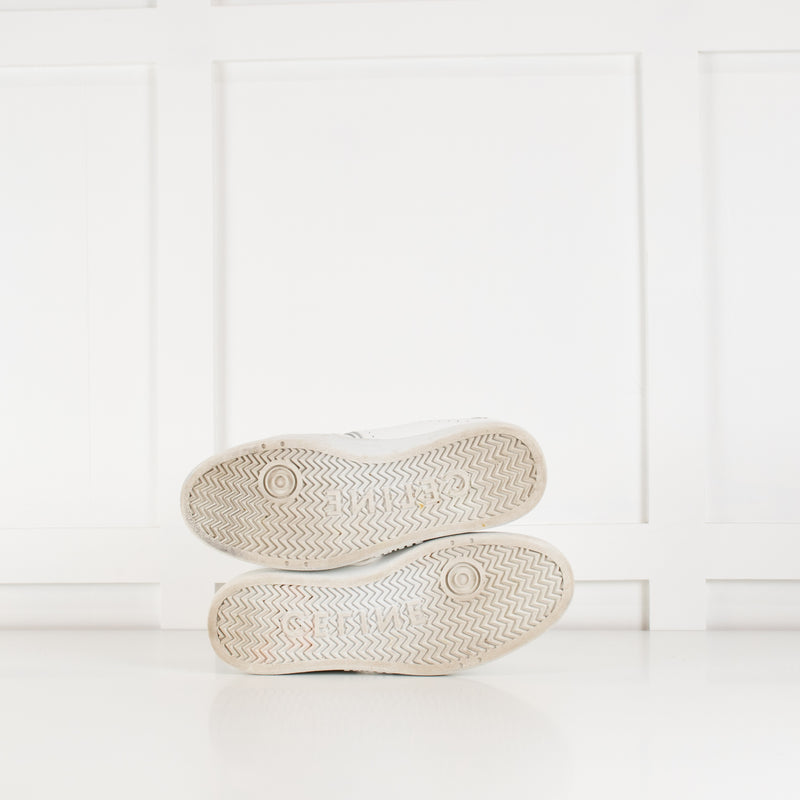 Celine White "Z" Leather Ankle Trainers