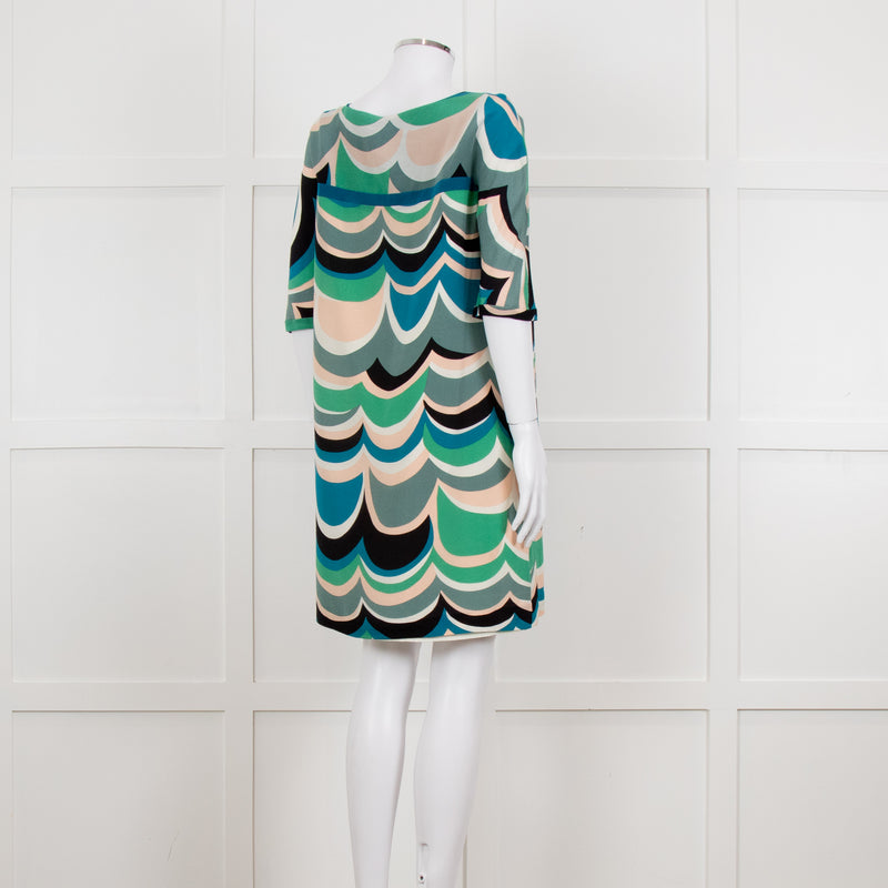 M Missoni White Green Grey Print Tunic Dress