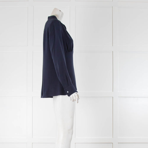 Derek Lam Navy Collarless Blouse