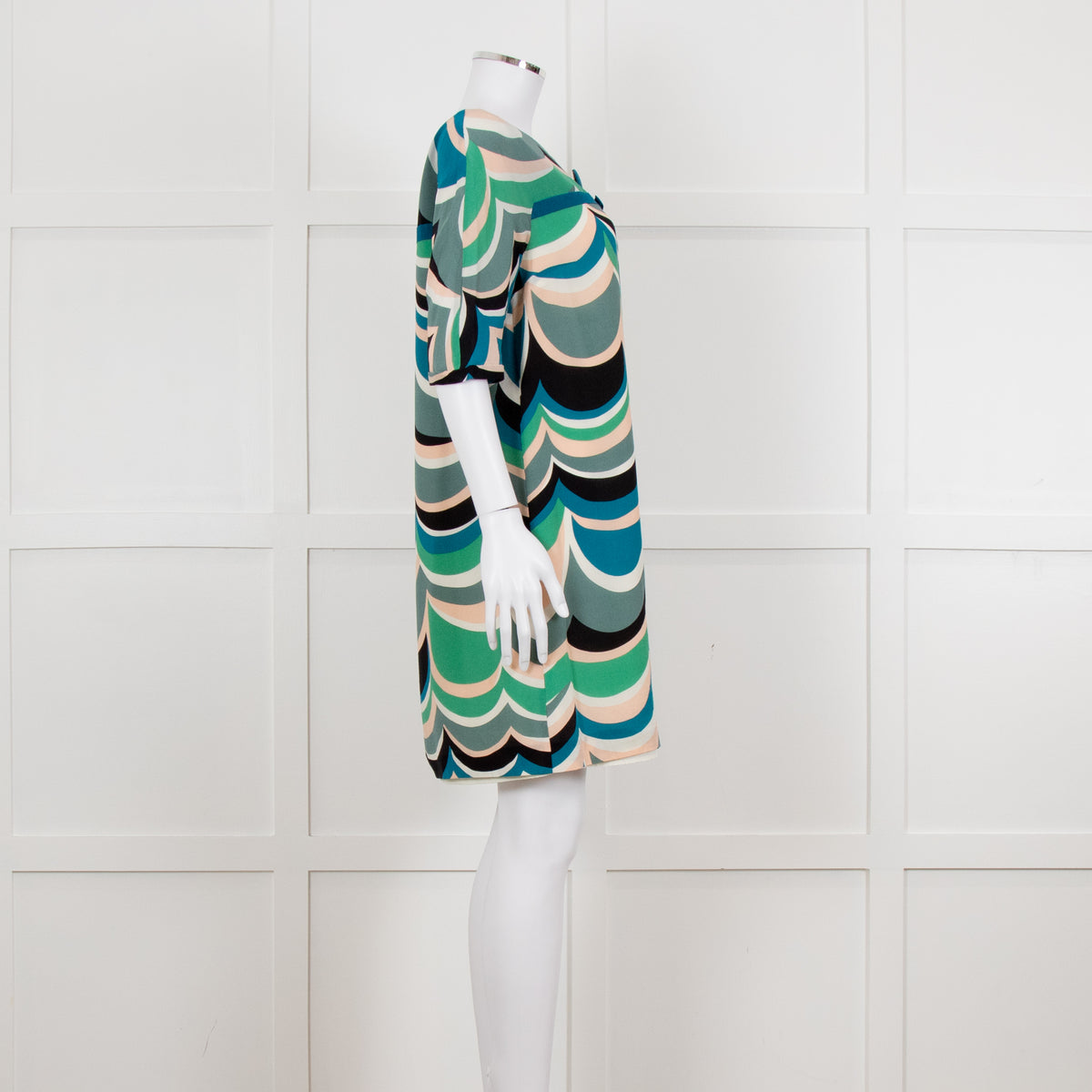 M Missoni White Green Grey Print Tunic Dress