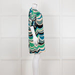 M Missoni White Green Grey Print Tunic Dress