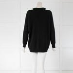 Notshy Black V Neck Cut Out Shoulders Cashmere Jumper