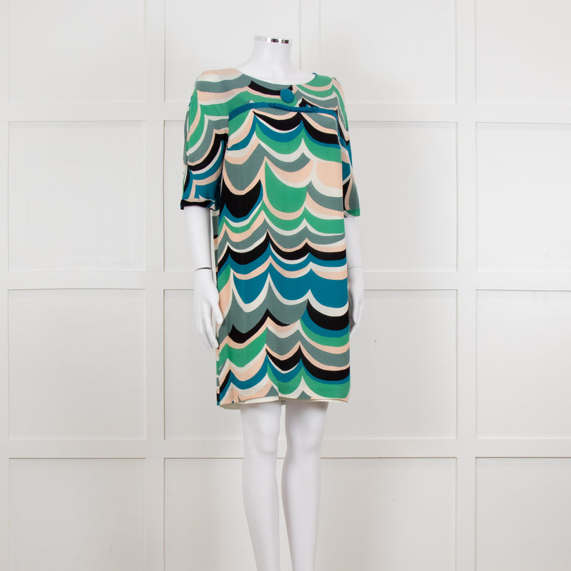 M Missoni White Green Grey Print Tunic Dress