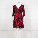 Diane Von Furstenberg Brown Navy Red Wrap Dress