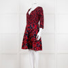 Diane Von Furstenberg Brown Navy Red Wrap Dress