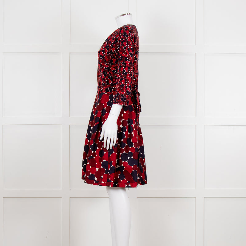 Diane Von Furstenberg Brown Navy Red Wrap Dress
