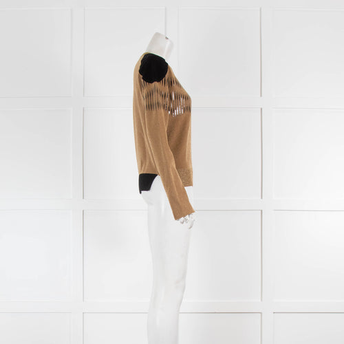 Louis Vuitton Gold Lurex Suede Shoulders Sweater