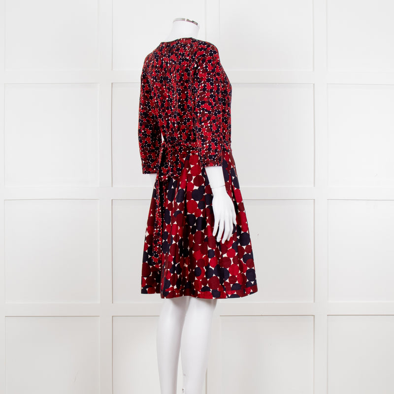 Diane Von Furstenberg Brown Navy Red Wrap Dress