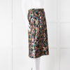 Sezane Blue, Gold and Pink Sequin Floral Pencil Skirt