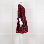 Diane Von Furstenberg Brown Navy Red Wrap Dress