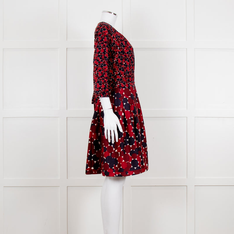 Diane Von Furstenberg Brown Navy Red Wrap Dress