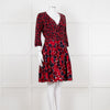 Diane Von Furstenberg Brown Navy Red Wrap Dress