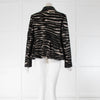Piazza Sempione Black Cream Striped Leather Collar Jacket
