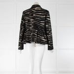 Piazza Sempione Black Cream Striped Leather Collar Jacket