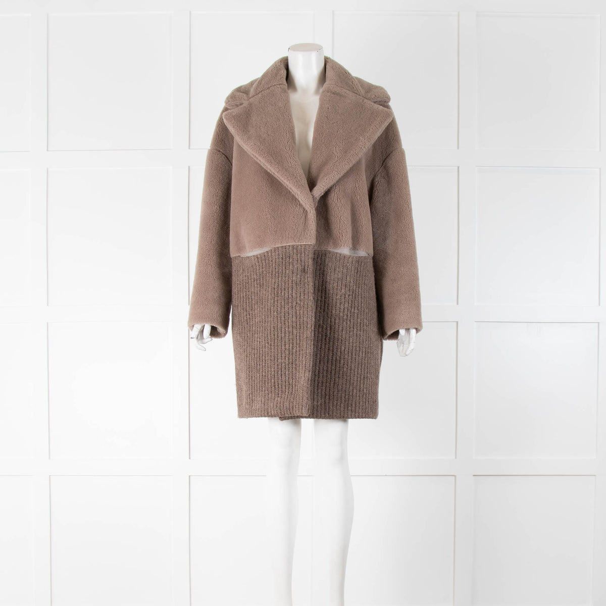 Le Tricot Perugia Brown Faux Fur And Knit Coat