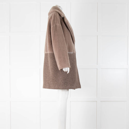 Le Tricot Perugia Brown Faux Fur And Knit Coat