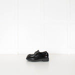 Prada Black Leather Logo Platform Loafers