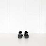 Prada Black Leather Logo Platform Loafers