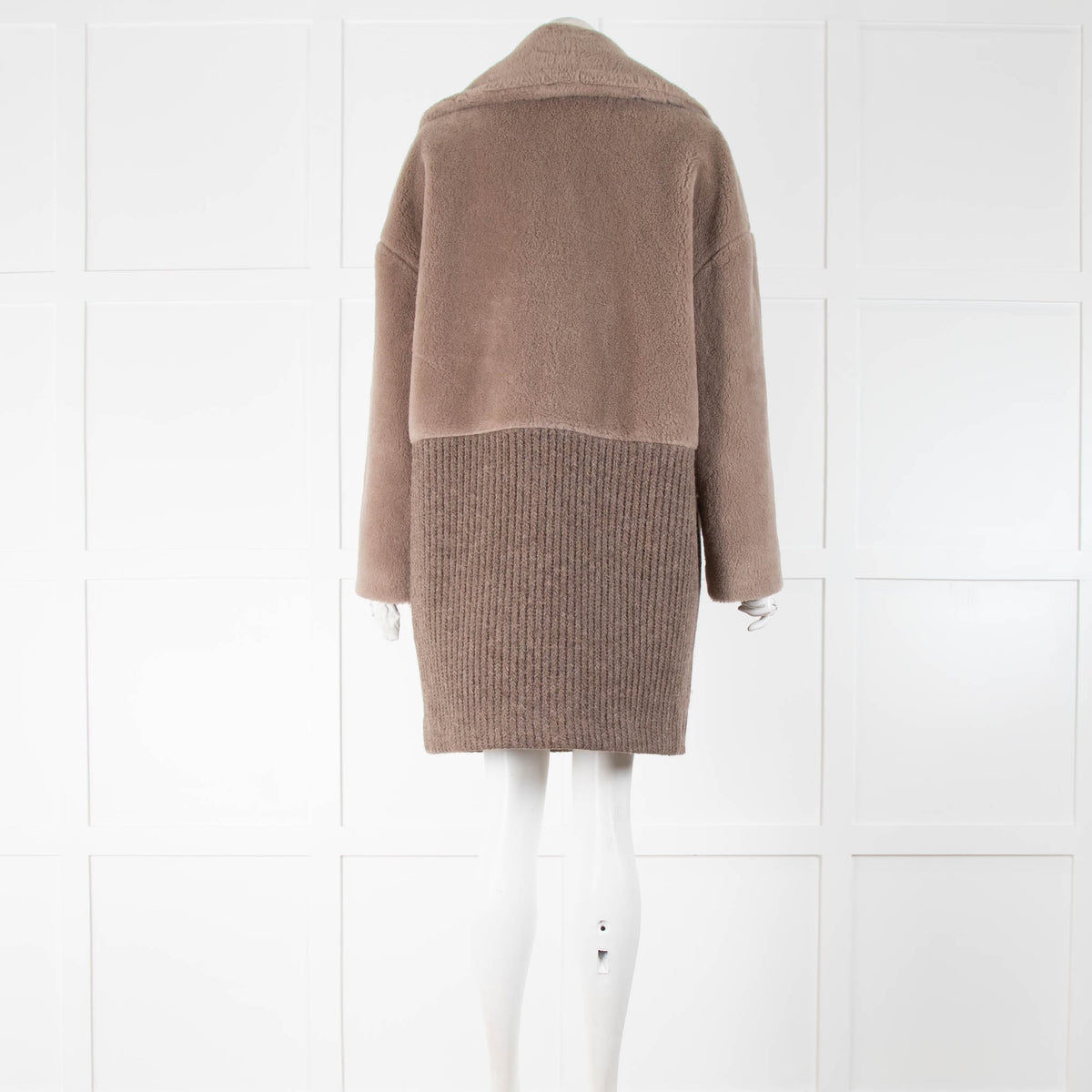 Le Tricot Perugia Brown Faux Fur And Knit Coat