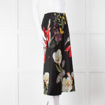 Alice + Olivia Black Large Floral Midi Skirt