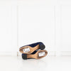 Chloe Navy Blue Scalloped Edge Lauren Block Heel Shoes