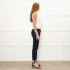 Seven For All Mankind Dark Denim Straight Jeans With Turnups