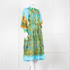 Alemais Blue Yellow Orange Floral  Cotton Dress With Slip