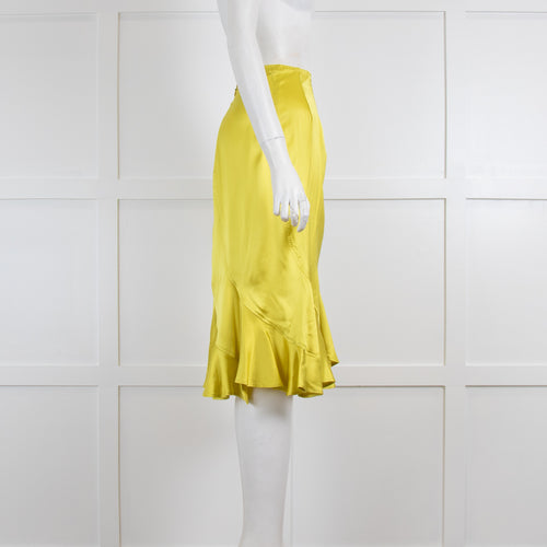Yves Saint Laurent Lime Green Fluted Skirt