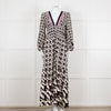 Farm Rio White Black Bird Print Maxi Dress