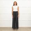 Sezane Grey Wool Mix Flared Trousers With Front Pleats