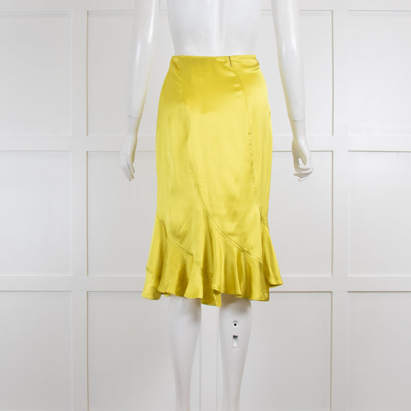 Yves Saint Laurent Lime Green Fluted Skirt