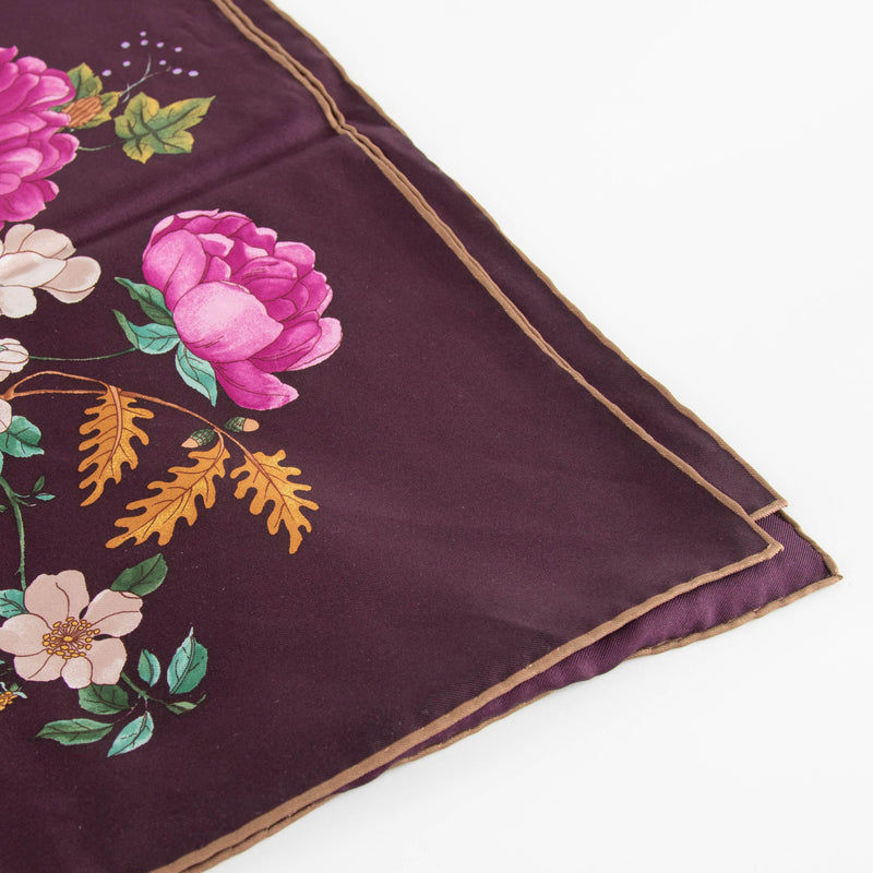Gucci Pink Silk Flower Bouquet Square Scarf