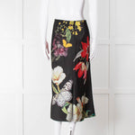Alice + Olivia Black Large Floral Midi Skirt