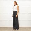 Sezane Grey Wool Mix Flared Trousers With Front Pleats