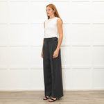 Sezane Grey Wool Mix Flared Trousers With Front Pleats