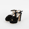 Jimmy Choo Black Silver Sparkle Velvet Platform Heeled Shoes