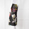 Alice + Olivia Black Large Floral Midi Skirt
