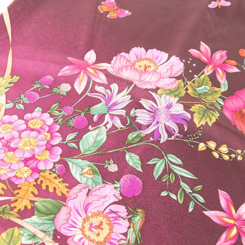 Gucci Pink Silk Flower Bouquet Square Scarf