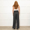 Sezane Grey Wool Mix Flared Trousers With Front Pleats