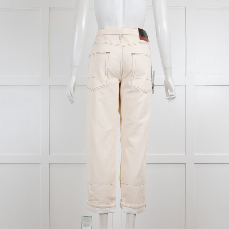 Marni Raw Cotton Cream Turn Up Jeans