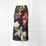Alice + Olivia Black Large Floral Midi Skirt