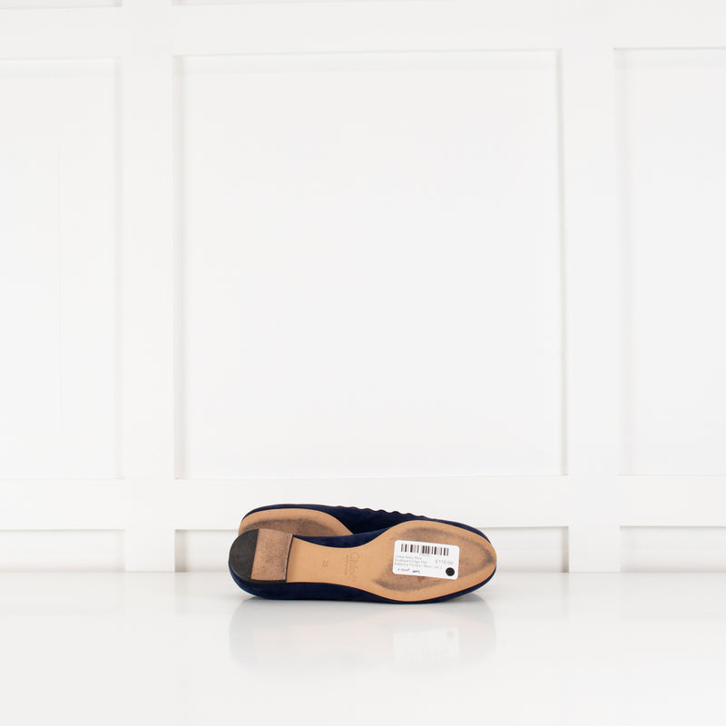 Chloe Navy Blue Scalloped Edge Flat Lauren Ballerina Pumps