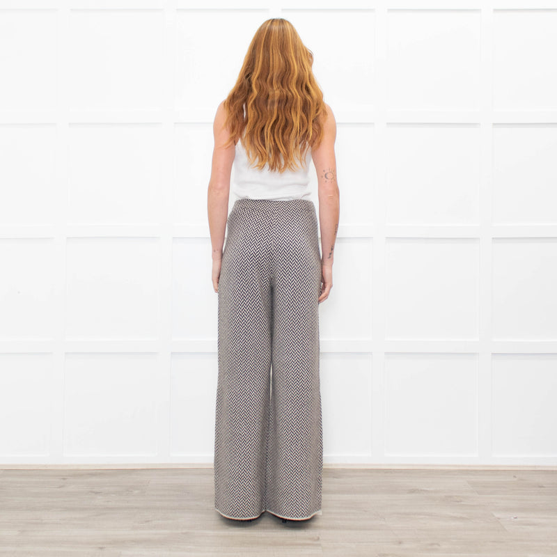 Joseph Cream Brown Zig Zag Knitted Wool Trousers