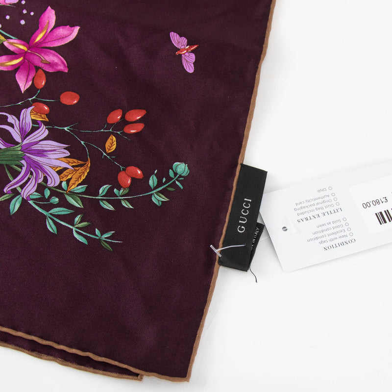 Gucci Pink Silk Flower Bouquet Square Scarf