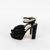 Jimmy Choo Black Silver Sparkle Velvet Platform Heeled Shoes