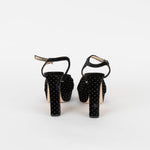 Jimmy Choo Black Silver Sparkle Velvet Platform Heeled Shoes